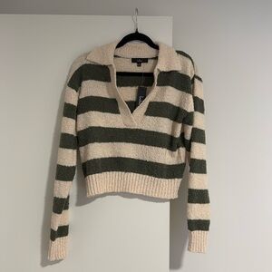 Lulus beige and green stripped sweater. New, never worn, tags still on